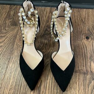 JLO Black Jeweled Pump High Heel